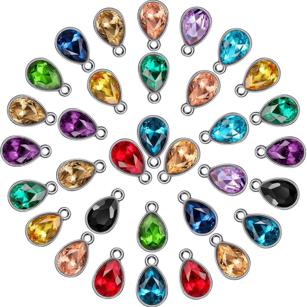 8783 52 Pieces Water Drop Pendants Crystal Beads Pendants Charms Rhinestone